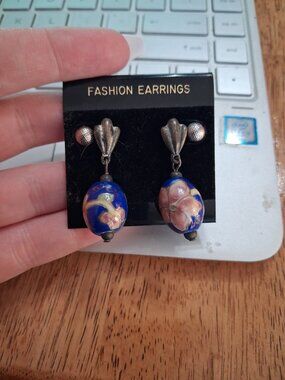 Vintage Cloisonne dangle earrings